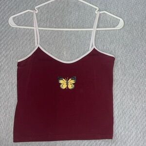 Tank top burgundy with butterfly in the middle. Size small